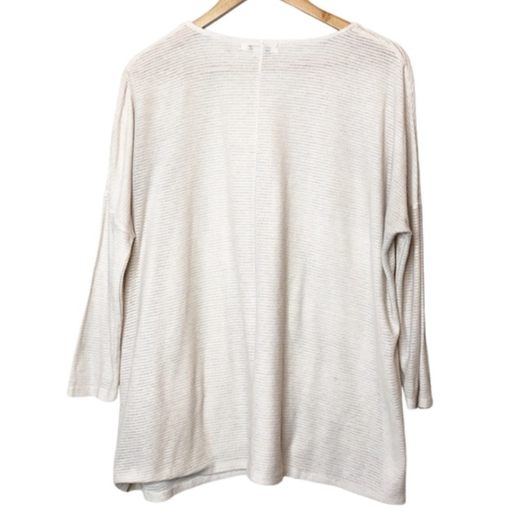 Simply Noelle Cream Striped V-Neck 3/4 Sleeve Tunic Top with Pockets Women's S/M - Picture 7 of 16